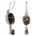 Beautiful 925 Silver with Smoky Quartz Gemstone Dangle & Drop Earrings for Anniversary Gift